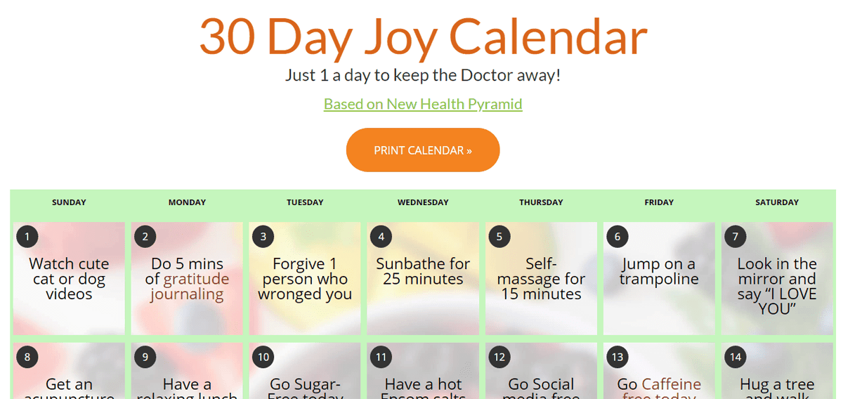 Health & Joy Calendar